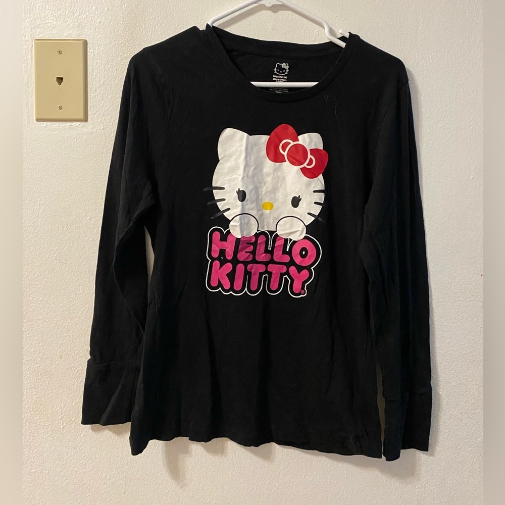 Hello Kitty Shirt Girls Size 12-14 Black LongSleeve